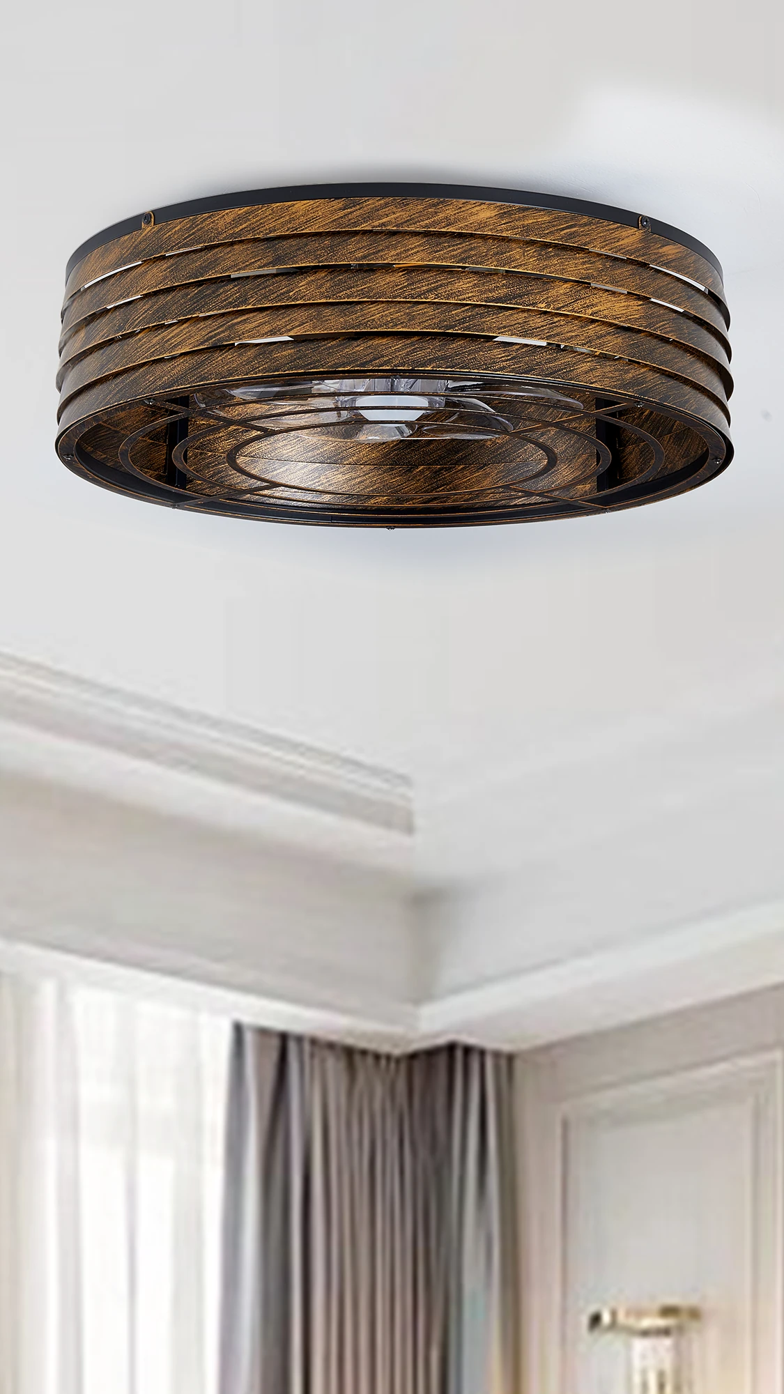 F251 Round Caged Fan Light, 20" · Bronze