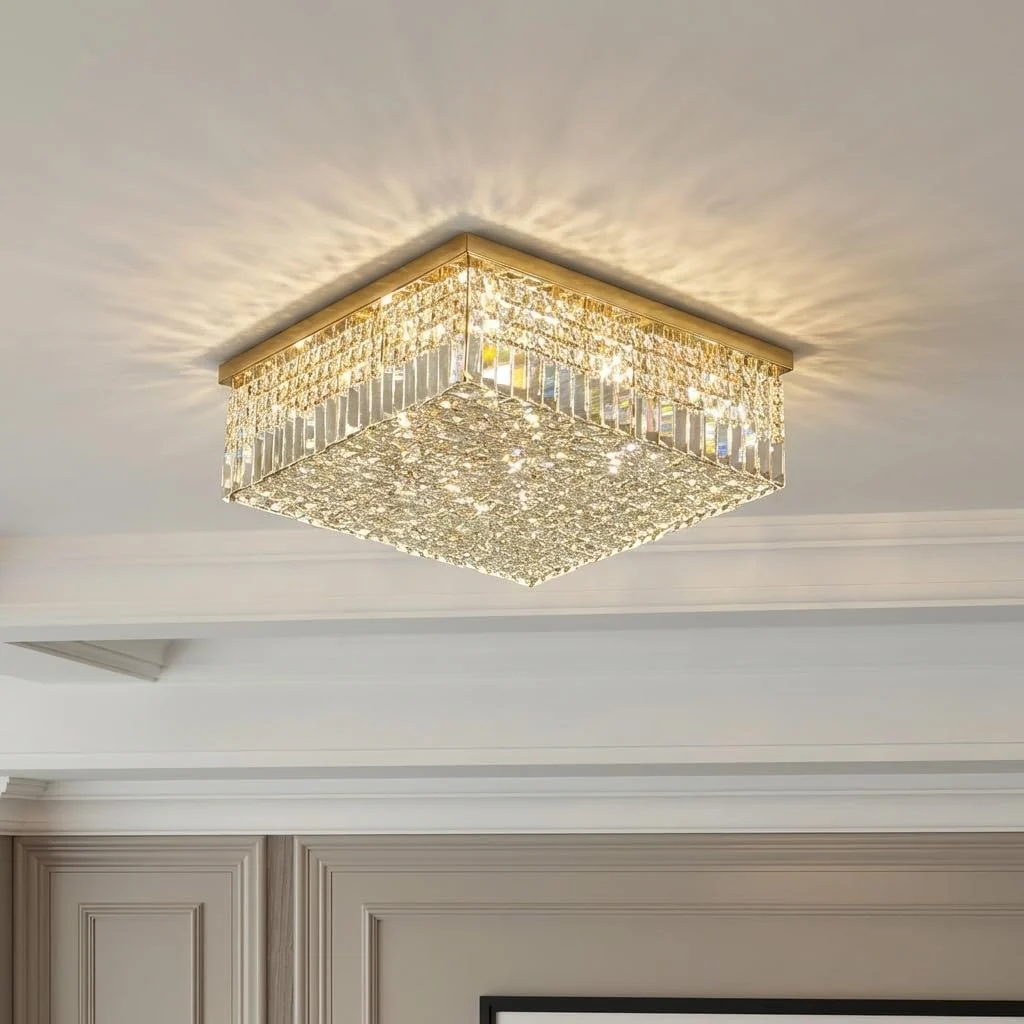 Linher A252 Square Crystal Ceiling Lights