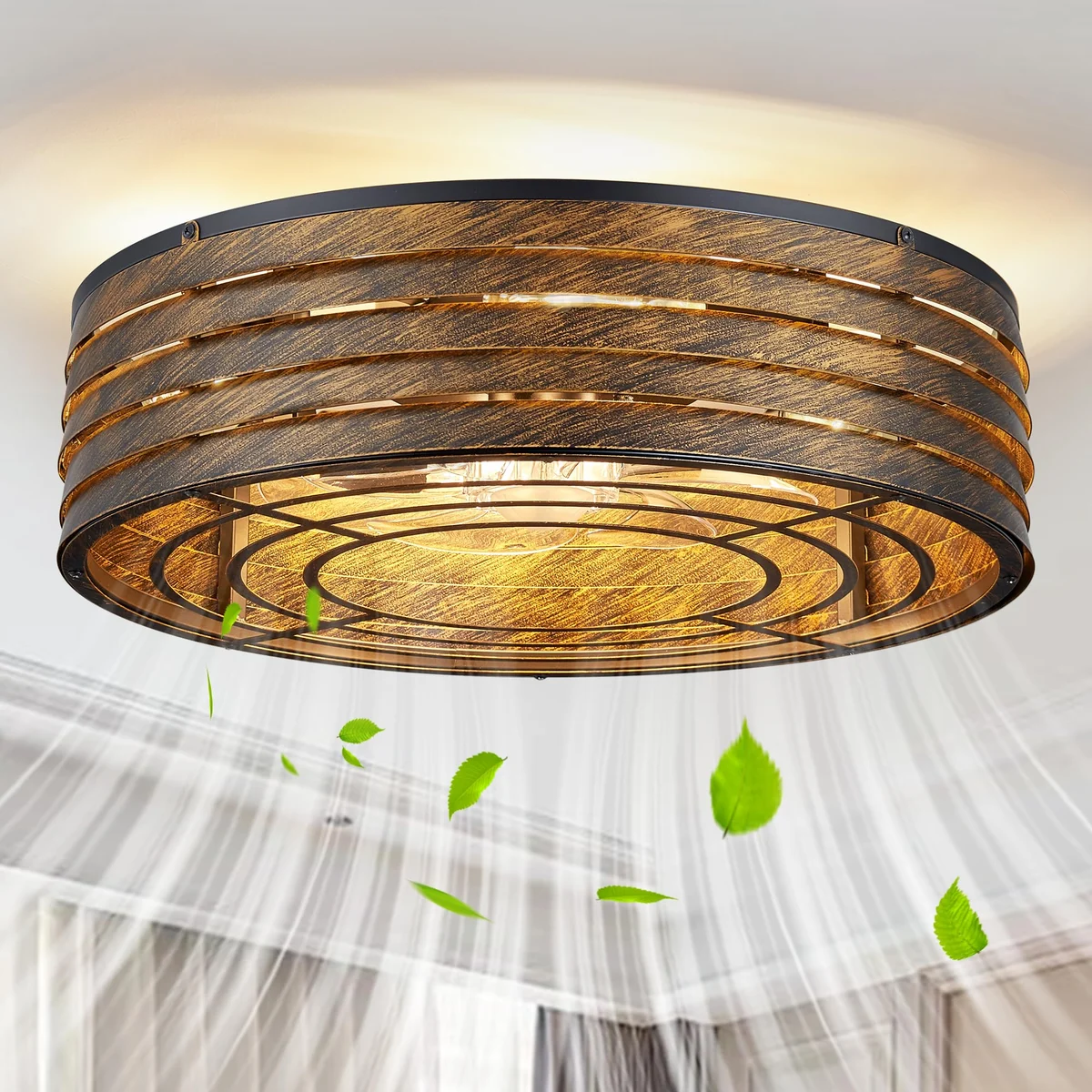 F231 Dimmable Round Fan Light, 20" · Bronze