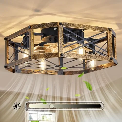 F232 Geometric Caged Fan Light, 21" · Bronze