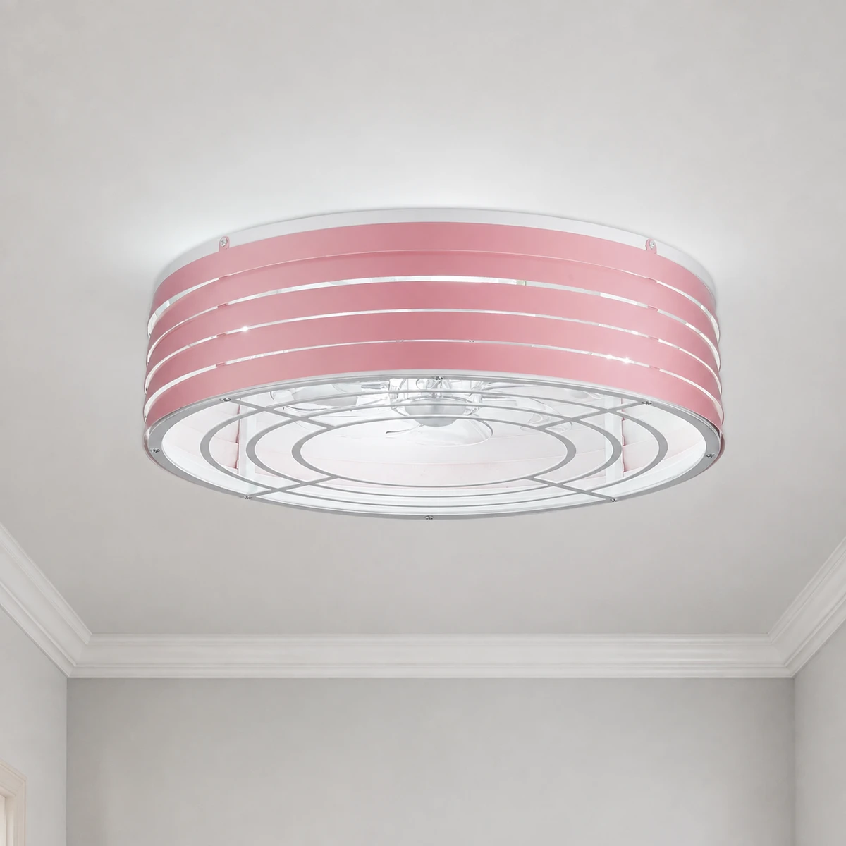 F231-TUYA Smart Round Fan Light, 20" · Pink · Smart