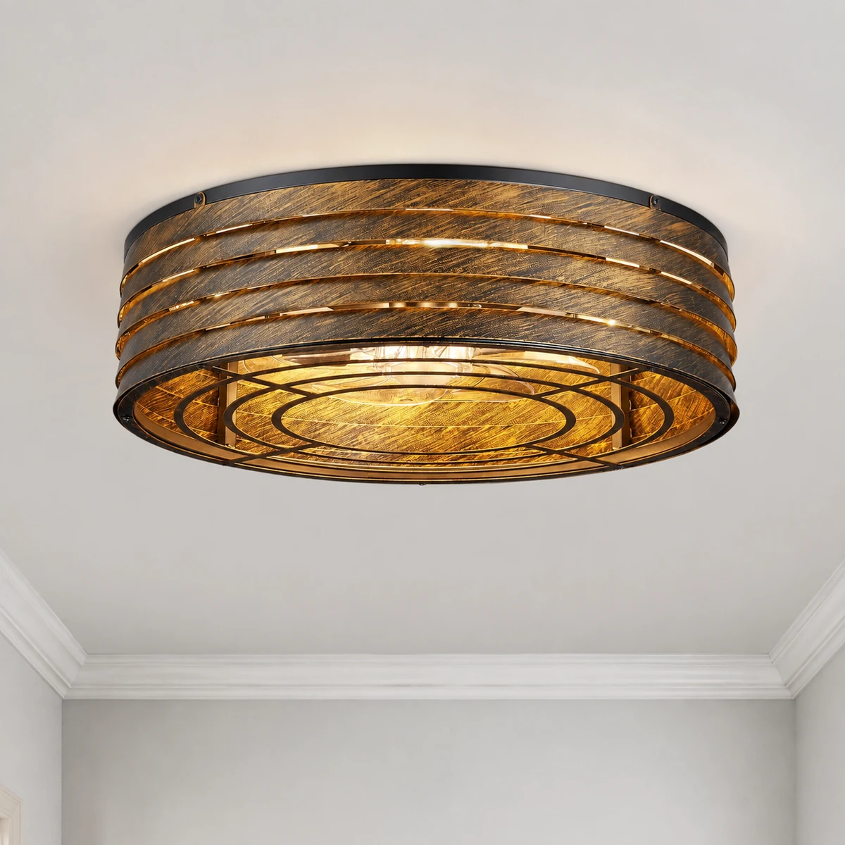 F231-TUYA Smart Round Fan Light, 20" · Bronze · Smart